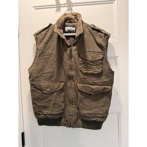 Vintage 70s Sears Vest Mens Large Brown Canvas Hunting Game Pocket Workwear